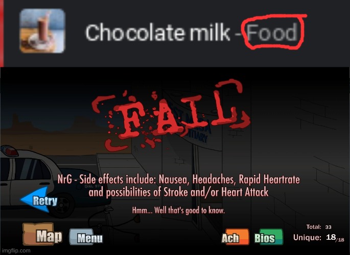 CHOCOLATE MILK IS NOT FOOD | image tagged in you had one job,you had one job just the one,oh wow are you actually reading these tags,stop reading the tags | made w/ Imgflip meme maker