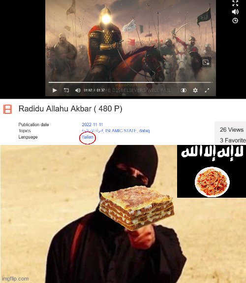 ah yes the language is totally italian and not arabic... | image tagged in isis | made w/ Imgflip meme maker