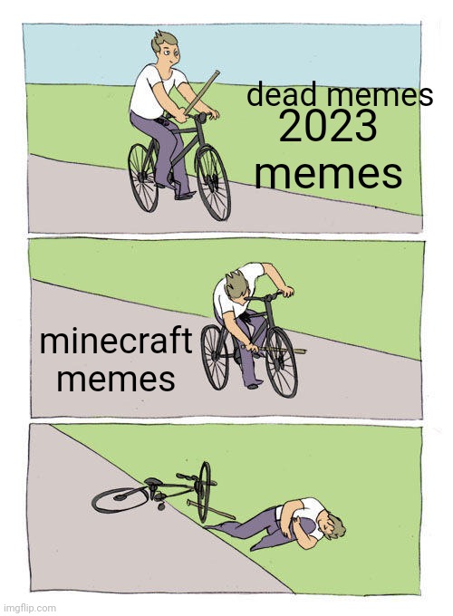 Bruhhh | dead memes; 2023 memes; minecraft memes | image tagged in memes,bike fall | made w/ Imgflip meme maker