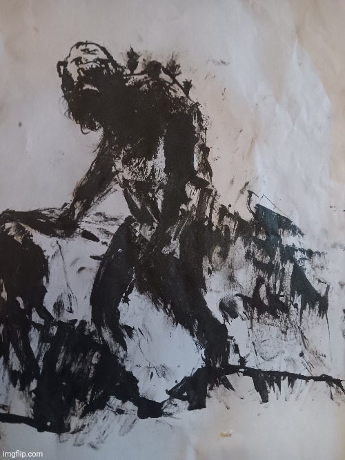 Ink blot painting of a troll | image tagged in real footage of me leaving my house | made w/ Imgflip meme maker