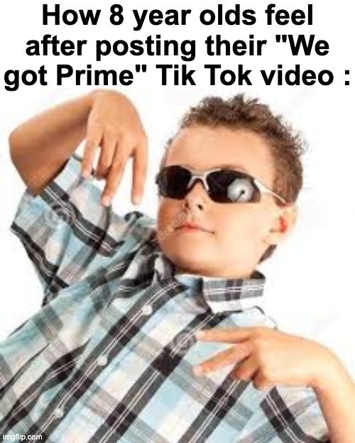 Water is superior | How 8 year olds feel after posting their "We got Prime" Tik Tok video : | image tagged in memes,funny,real,tik tok,kids,prime | made w/ Imgflip meme maker