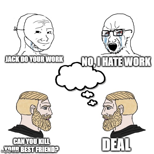 crying wojak vs chad Meme Generator - Imgflip