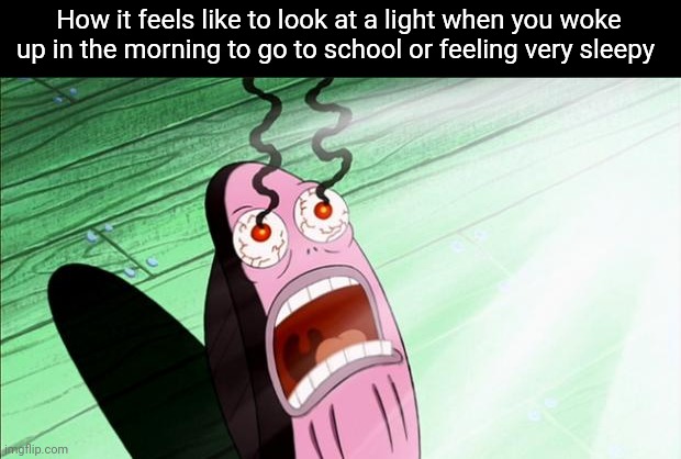 Why tho | How it feels like to look at a light when you woke up in the morning to go to school or feeling very sleepy | image tagged in spongebob my eyes | made w/ Imgflip meme maker