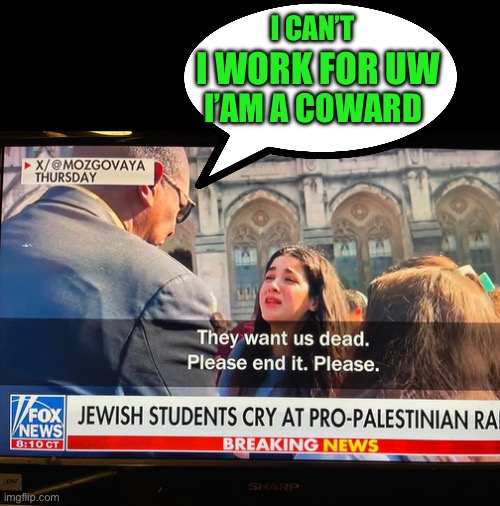 Cowards al day long | I CAN’T; I WORK FOR UW; I’AM A COWARD | image tagged in democrats | made w/ Imgflip meme maker