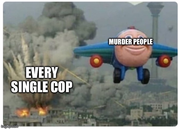 Disaster Plane | MURDER PEOPLE; EVERY SINGLE COP | image tagged in disaster plane | made w/ Imgflip meme maker