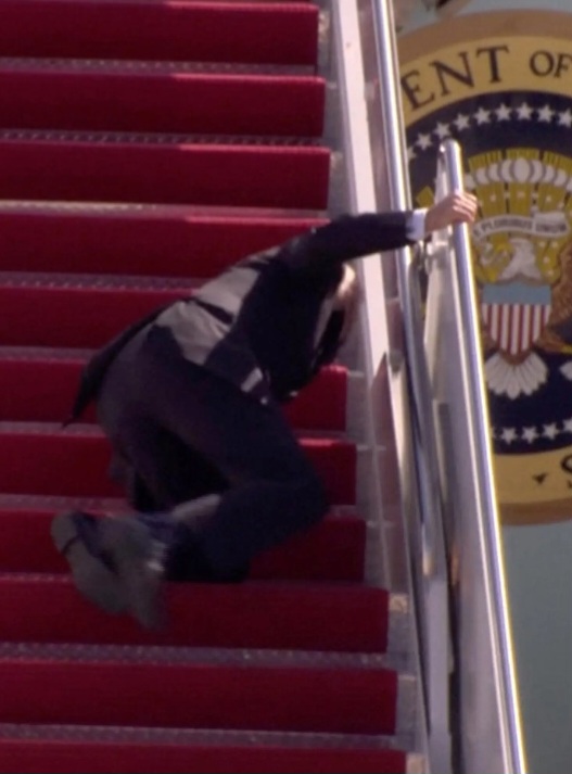 High Quality Joe Biden Falling UP The Stairs Blank Meme Template