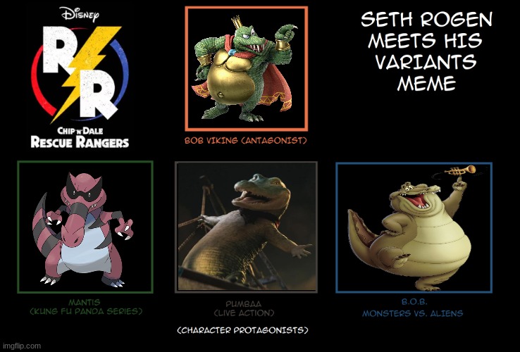 Crocodile Meets His Variants | image tagged in seth rogen meets his variants,donkey kong,pokemon | made w/ Imgflip meme maker