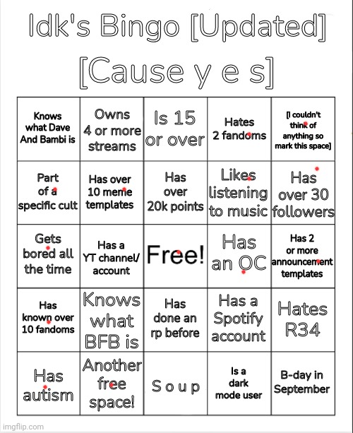 I am still evading taxes btw | image tagged in idk's bingo updated version | made w/ Imgflip meme maker