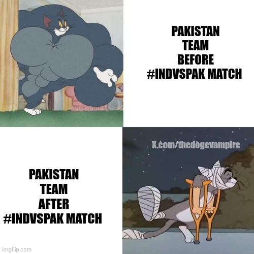 Cricket match | PAKISTAN TEAM
BEFORE #INDVSPAK MATCH; PAKISTAN TEAM
AFTER #INDVSPAK MATCH; X.com/thedogevampire | image tagged in india,cricket | made w/ Imgflip meme maker