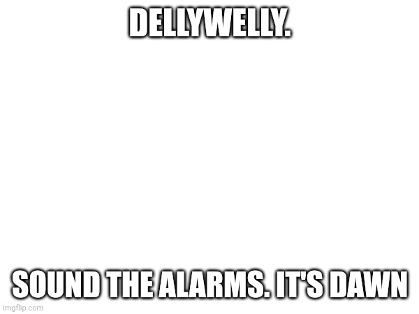 DELLYWELLY. SOUND THE ALARMS. IT'S DAWN | made w/ Imgflip meme maker