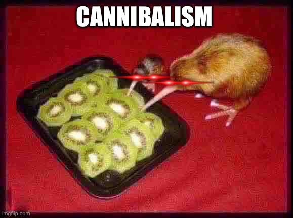 Oh no | CANNIBALISM | image tagged in kiwicannibalism | made w/ Imgflip meme maker