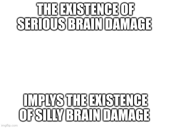 Brain damage | THE EXISTENCE OF SERIOUS BRAIN DAMAGE; IMPLYS THE EXISTENCE OF SILLY BRAIN DAMAGE | image tagged in portal 2,brain | made w/ Imgflip meme maker