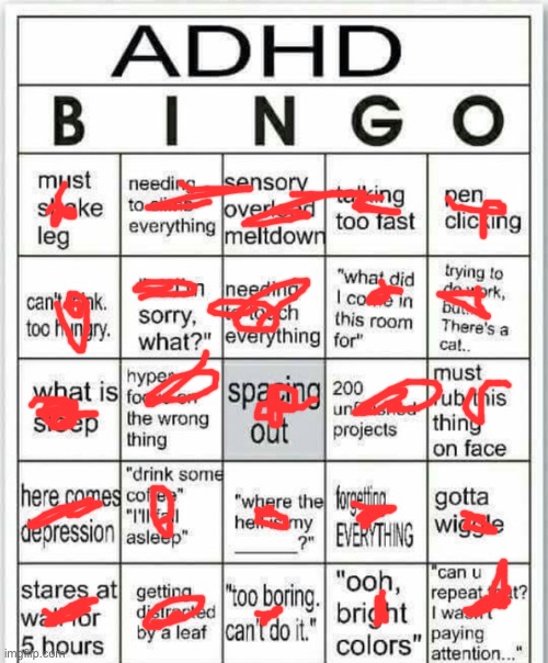 Full bingo | image tagged in adhd bingo | made w/ Imgflip meme maker