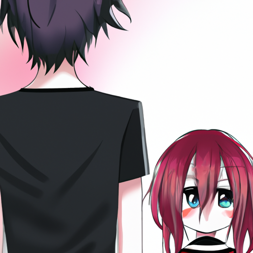A short girl with her back to us and a tall anime guy in front o Blank Meme Template