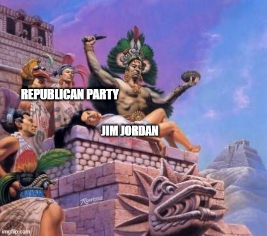Bring Out the Next Lamb | REPUBLICAN PARTY; JIM JORDAN | image tagged in human sacrifice | made w/ Imgflip meme maker