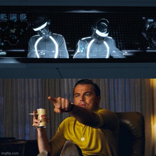 Leo pointing | image tagged in leo pointing,daft punk,tron legacy | made w/ Imgflip meme maker