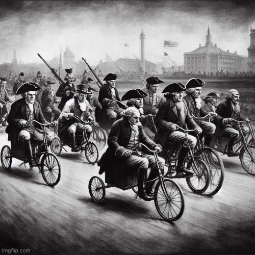 (Real!) American revolutionaries riding to battle in style | made w/ Imgflip meme maker