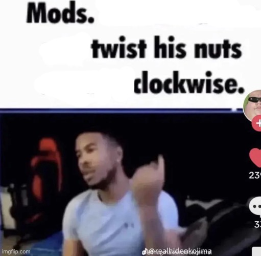 Mods twist his nuts clockwise Blank Meme Template