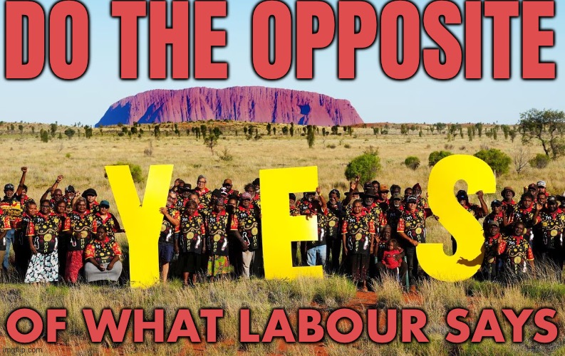 Australia Rejects Indigenous 'Voice' Referendum | DO THE OPPOSITE; OF WHAT LABOUR SAYS | image tagged in indigenous 'voice' referendum,meanwhile in australia,australia,democratic socialism,referendum,australians | made w/ Imgflip meme maker