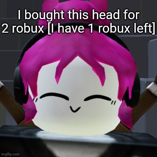 What are y'alls opinions about this? | I bought this head for 2 robux [I have 1 robux left] | image tagged in idk stuff s o u p carck | made w/ Imgflip meme maker