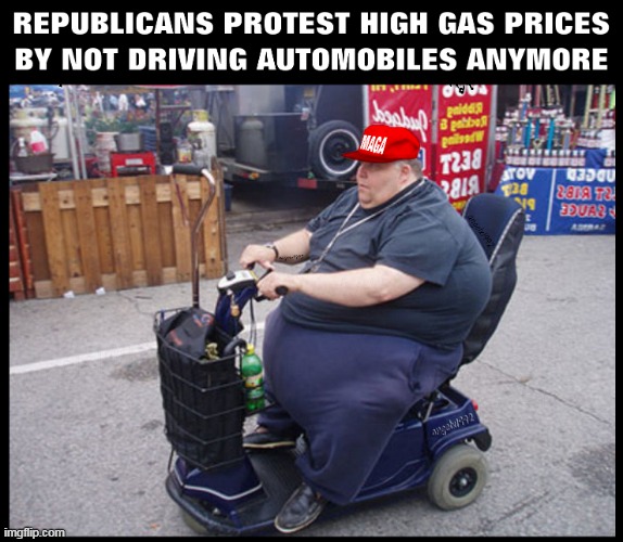 image tagged in gas,maga morons,clown car republicans,cars,scooter,gas prices | made w/ Imgflip meme maker