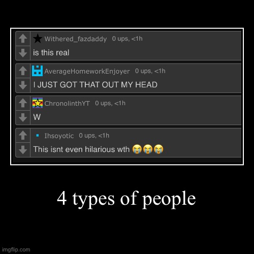 4 types of people | | image tagged in funny,demotivationals | made w/ Imgflip demotivational maker