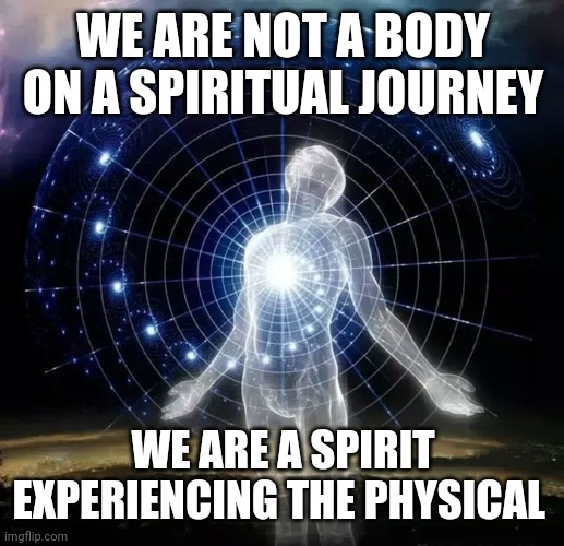 Soul | WE ARE NOT A BODY ON A SPIRITUAL JOURNEY; WE ARE A SPIRIT EXPERIENCING THE PHYSICAL | image tagged in soul | made w/ Imgflip meme maker