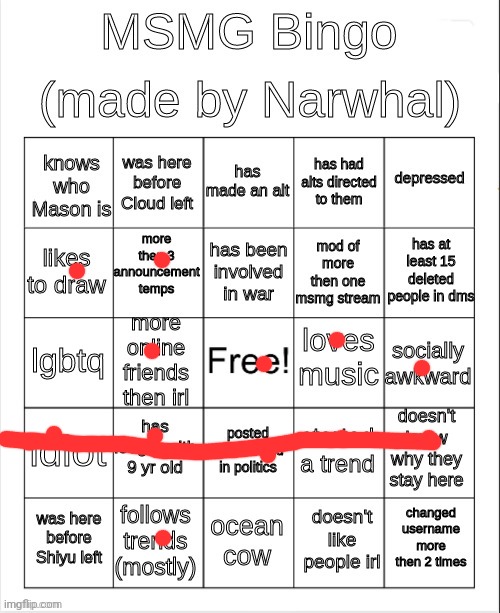 msmg bingo | image tagged in msmg bingo | made w/ Imgflip meme maker
