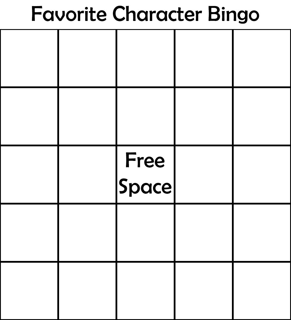 favorite character bingo Blank Meme Template