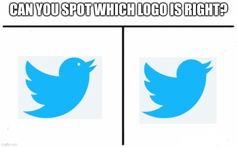 Who Would Win Blank | CAN YOU SPOT WHICH LOGO IS RIGHT? | image tagged in who would win blank,twitter | made w/ Imgflip meme maker