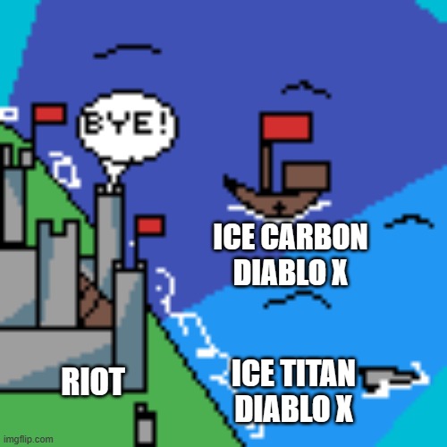 made a template | ICE CARBON DIABLO X; ICE TITAN DIABLO X; RIOT | image tagged in the castle the ship and the shark,geometry dash | made w/ Imgflip meme maker