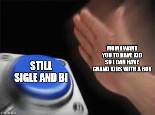 Blank Nut Button | MOM I WANT YOU TO HAVE KID SO I CAN HAVE GRAND KIDS WITH A BOY; STILL SIGLE AND BI | image tagged in memes,blank nut button | made w/ Imgflip meme maker