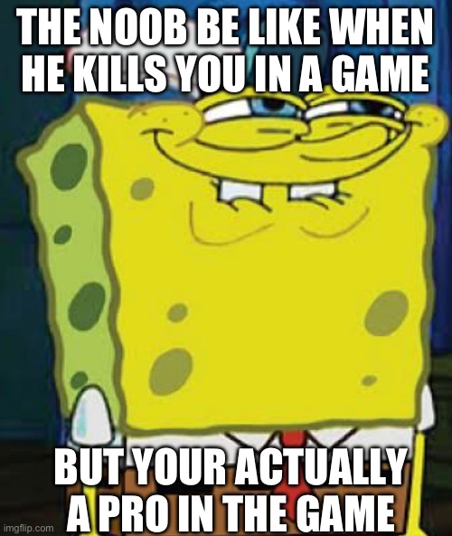 Noobs be happy | THE NOOB BE LIKE WHEN HE KILLS YOU IN A GAME; BUT YOUR ACTUALLY A PRO IN THE GAME | image tagged in memes | made w/ Imgflip meme maker