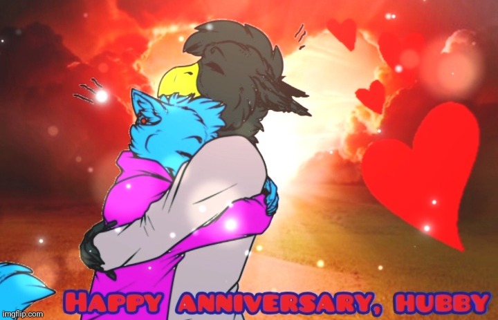 Just a little gift I made Simo for our 2-year anniversary <3 | image tagged in furry,wholesome,love,edit,anniversary | made w/ Imgflip meme maker