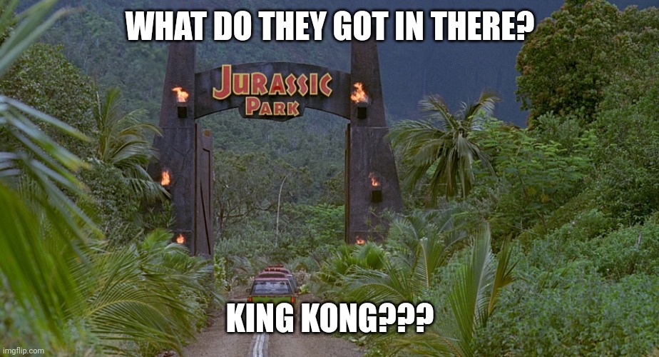 This line by Ian Malcolm was Epic | WHAT DO THEY GOT IN THERE? KING KONG??? | image tagged in jurassic park gate,jurassic park,jurassicparkfan102504,jpfan102504 | made w/ Imgflip meme maker