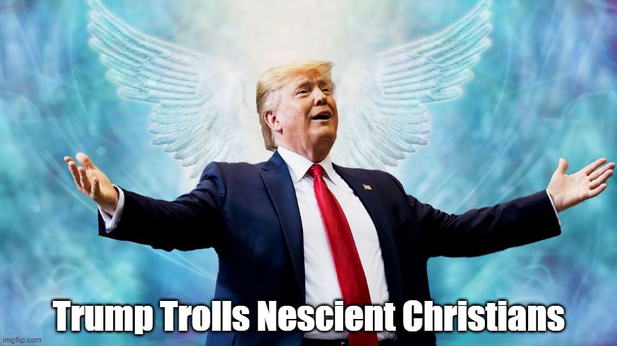 Trump Trolls Nescient Christians | Trump Trolls Nescient Christians | image tagged in trump cult,conservative christianity,trolls,trolling | made w/ Imgflip meme maker