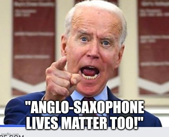 Stutterin' Joe | "ANGLO-SAXOPHONE LIVES MATTER TOO!" | image tagged in joe biden no malarkey,did i stutter | made w/ Imgflip meme maker