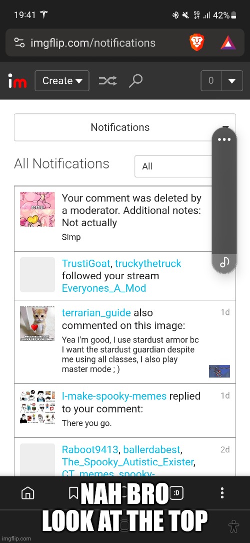 guys... paleo24 just commited mod abuse aka deleted my comment | NAH BRO LOOK AT THE TOP | image tagged in oops,mod abuse | made w/ Imgflip meme maker