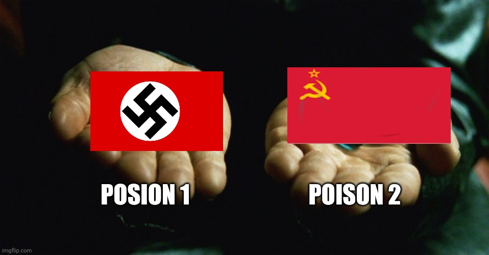 Red pill blue pill | POSION 1 POISON 2 | image tagged in red pill blue pill | made w/ Imgflip meme maker