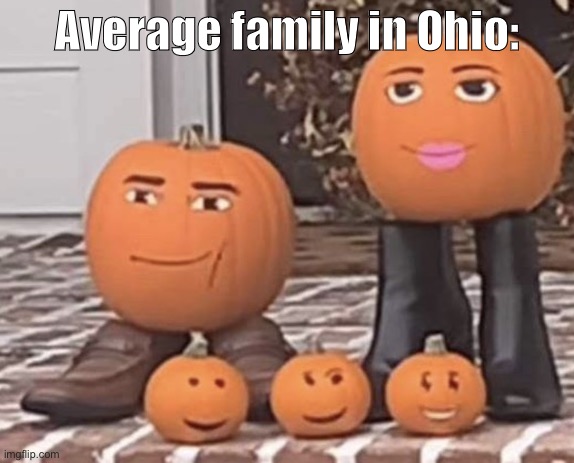 Pumpkins with Roblox faces | Average family in Ohio: | image tagged in pumpkins with roblox faces | made w/ Imgflip meme maker
