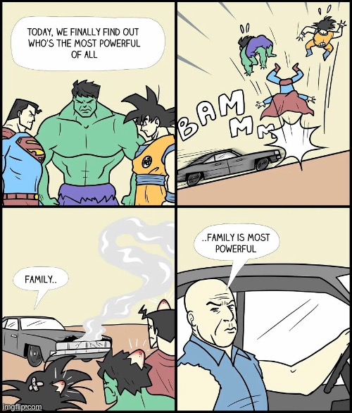Finally find out | image tagged in today we find out,who is more powerful,family,is powerful,comics | made w/ Imgflip meme maker