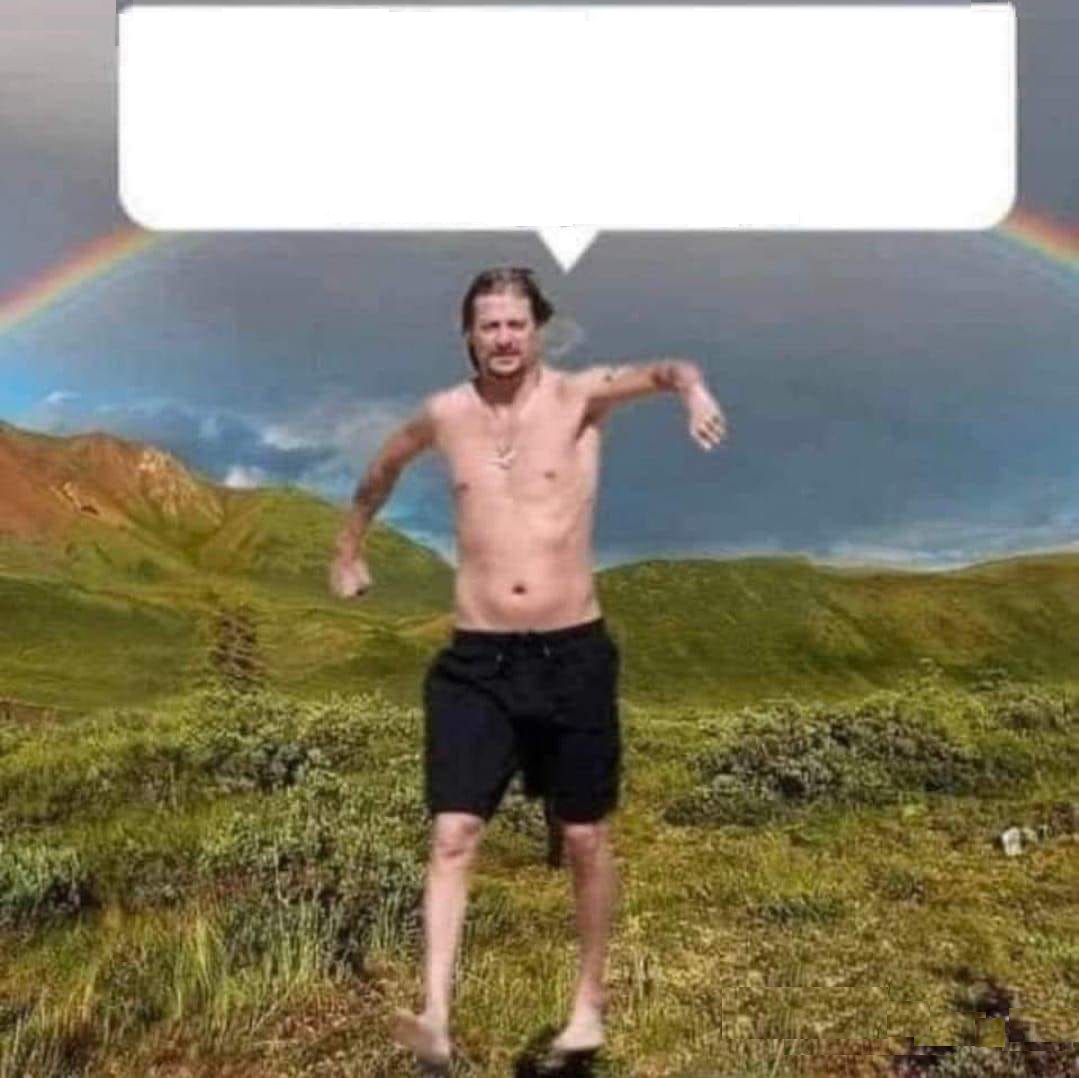 High Quality RAINBOW CHASING KID ROCK Blank Meme Template