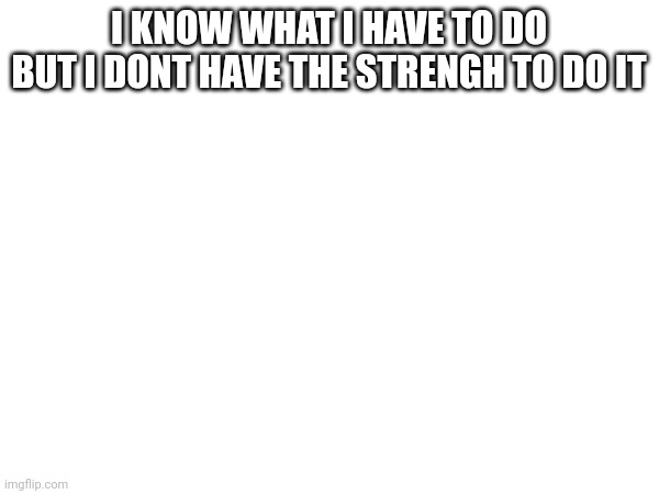 I KNOW WHAT I HAVE TO DO BUT I DONT HAVE THE STRENGH TO DO IT | made w/ Imgflip meme maker