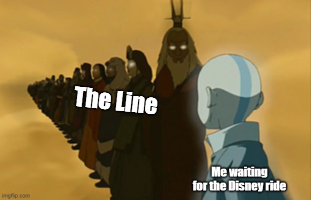The most magical place on Earth, your money magically disappears! | The Line; Me waiting for the Disney ride | image tagged in line of avatars | made w/ Imgflip meme maker
