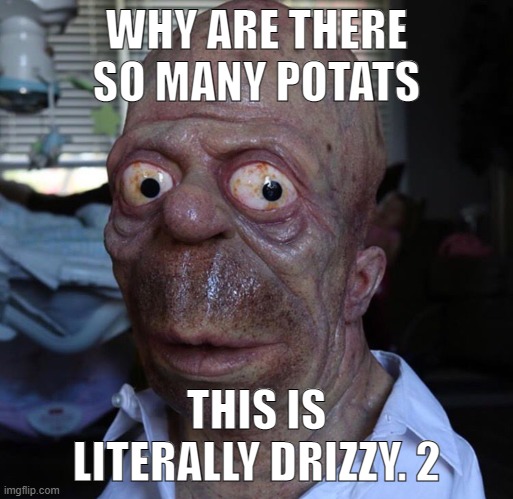Nomer | WHY ARE THERE SO MANY POTATS; THIS IS LITERALLY DRIZZY. 2 | image tagged in nomer | made w/ Imgflip meme maker