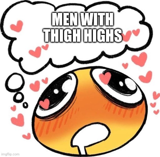 Dreaming Drooling Emoji | MEN WITH THIGH HIGHS | image tagged in dreaming drooling emoji | made w/ Imgflip meme maker