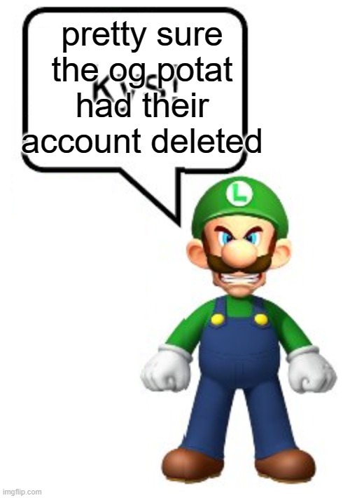 Luigi KYS | pretty sure the og potat had their account deleted | made w/ Imgflip meme maker