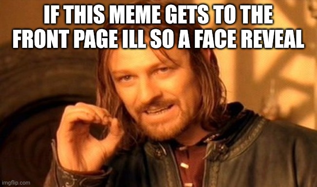 One Does Not Simply Meme | IF THIS MEME GETS TO THE FRONT PAGE ILL SO A FACE REVEAL | image tagged in memes,one does not simply | made w/ Imgflip meme maker