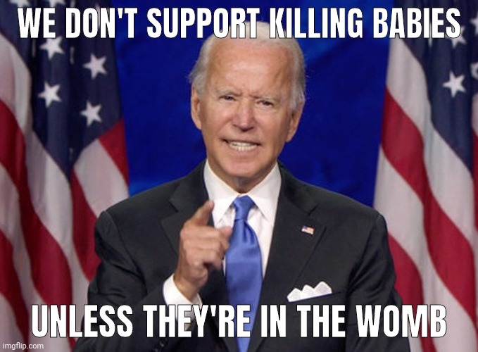 They endorse that. | WE DON'T SUPPORT KILLING BABIES; UNLESS THEY'RE IN THE WOMB | image tagged in joe biden | made w/ Imgflip meme maker
