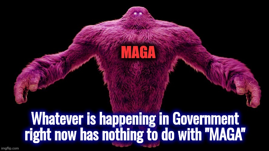 MAGA Monster | Whatever is happening in Government right now has nothing to do with "MAGA" | image tagged in maga monster | made w/ Imgflip meme maker